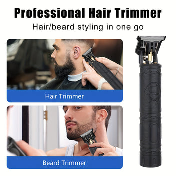 1/2/3-Pc Professional Wireless Hair & Beard Trimmer Set — USB Rechargeable Cordless Grooming Kit with LED Display